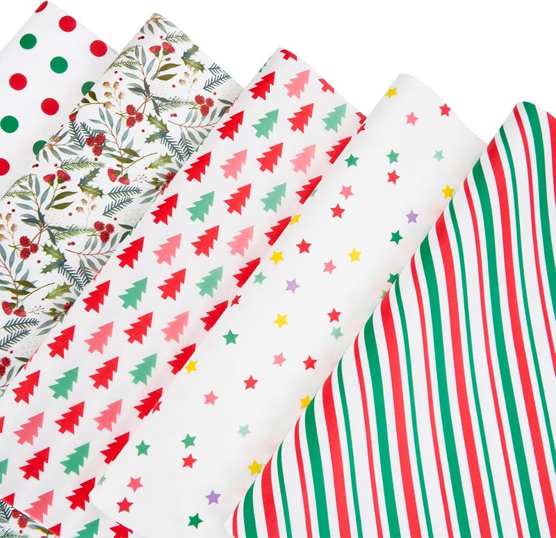 PAPER FAIR 100 Sheets Christmas Candy Cane Gift Tissue Paper Set, Red Green Assorted Holiday Gift Wrapping Tissue Paper, for Gift Bag Box Xmas Tree Star Stocking Decor, 20x14in - Image 1